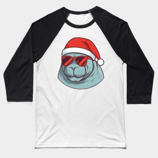 manatee in a Christmas hat Baseball T-Shirt